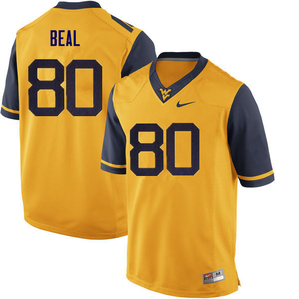 NCAA Men's Jesse Beal West Virginia Mountaineers Yellow #80 Nike Stitched Football College Authentic Jersey CN23W14XA